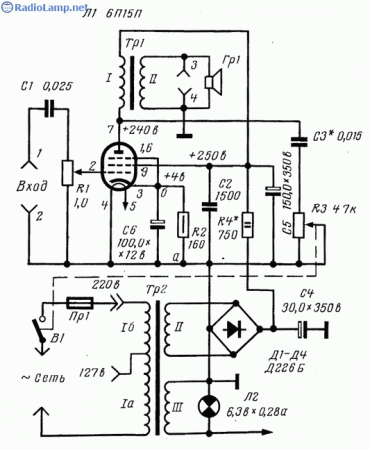 Одноламповый усилитель мощности НЧ на 6П15П