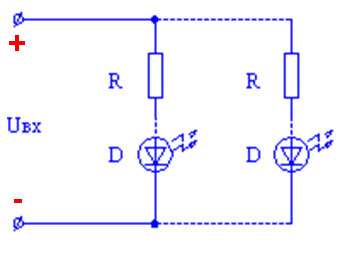 Подключение светодиодов через гасящие резисторы