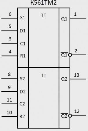 Структура микросхемы К561ТМ2