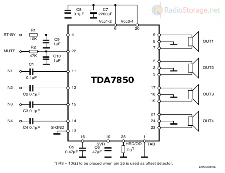 TDA7850 принципиальная схема включения