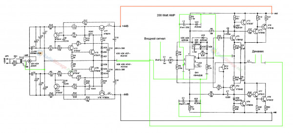 Как подключить усилитель НЧ на 200Вт к блоку питания